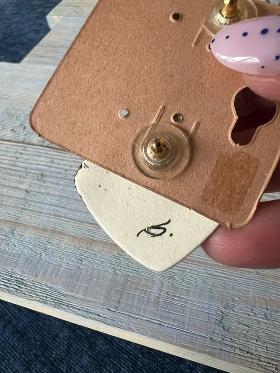 Vintage Hand Painted Porcelain Earrings 80s 90s Signed Stud Gold Overlay - Picture 3 of 6